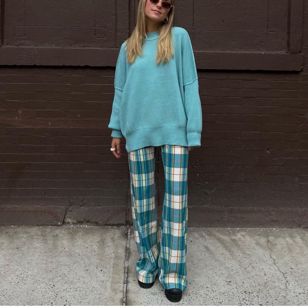 Free people easy street tunic oversized sweater in teal/blue